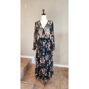 Spy Zone Exchange Women's Maxi Dress Floral Sheer Romantic SZ Small